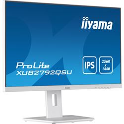 iiyama ProLite monitor XUB2792QSU-W5 27" IPS, 2560x1440, FreeSync, 3-side borderless, White, HDMI, Display Port, USB Hub, Height Adjustable thumbnail 3