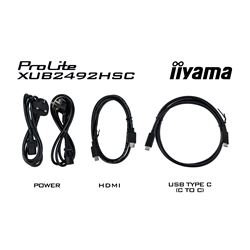 iiyama ProLite monitor XUB2492HSC-B5 24" IPS, Height Adjustable, 3-side borderless design, USB-C, flicker free blue light reducer thumbnail 11