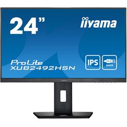 iiyama ProLite monitor XUB2492HSN-B5 24" IPS, Full HD, Ultra Slim Bezel, HDMI, Display Port, USB-C dock, Height Adjustable.  thumbnail 0