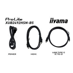 iiyama ProLite monitor XUB2492HSN-B5 24" IPS, Full HD, Ultra Slim Bezel, HDMI, Display Port, USB-C dock, Height Adjustable.  thumbnail 11