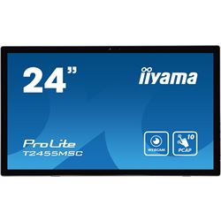 iiyama ProLite monitor T2455MSC-B1 24" Black, IPS, Projective Capacitive 10pt touch, HDMI, Display Port, edge-to-edge glass, anti fingerprint coating, integrated webcam & mic thumbnail 0