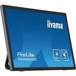 iiyama ProLite monitor T2455MSC-B1 24" Black, IPS, Projective Capacitive 10pt touch, HDMI, Display Port, edge-to-edge glass, anti fingerprint coating, integrated webcam & mic thumbnail 3