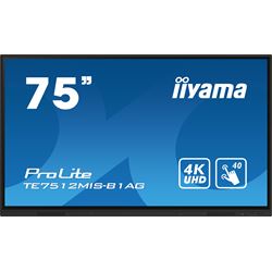 iiyama ProLite monitor TE7512MIS-B1AG 75", 4k UHD, Infrared 40pt touch, Anti-glare coating, IPS, HDMI, features Note, web browser, file manager, cloud drives, iiWare 10 (Android 11 OS)