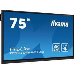iiyama ProLite monitor TE7512MIS-B1AG 75", 4k UHD, Infrared 40pt touch, Anti-glare coating, IPS, HDMI, features Note, web browser, file manager, cloud drives, iiWare 10 (Android 11 OS) thumbnail 1