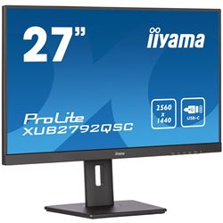 iiyama ProLite monitor XUB2792QSC-B5 27" IPS, 2560x1440, Ultra Slim Bezel, Black, HDMI, Display Port, USB-C Connectivity, Height Adjustable thumbnail 2