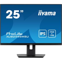 iiyama ProLite monitor XUB2595WSU-B5, 25", IPS, Height Adjustable and Pivot function, 1920 x 1200, HDMI, DisplayPort, USB Hub, FreeSync 