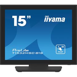 iiyama ProLite monitor T1532MSC-B1S 15", Black, Projective Capacitive 10pt touch, edge to edge glass,scratch resistant, HDMI, DisplayPort thumbnail 0