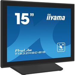 iiyama ProLite monitor T1532MSC-B1S 15", Black, Projective Capacitive 10pt touch, edge to edge glass,scratch resistant, HDMI, DisplayPort thumbnail 1