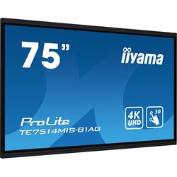 iiyama ProLite monitor TE7514MIS-B1AG 75", 4k UHD, Infrared 50pt touch, Anti-glare coating, VA, HDMI, features Note, Browser & Cloud Drive, iiWare 11 thumbnail 1