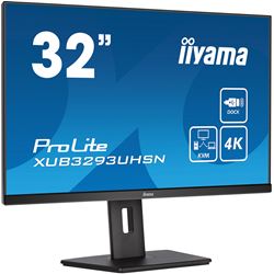iiyama ProLite monitor XUB3293UHSN-B5 32" 3-side borderless design, IPS panel with KVM switch, USB-C dock, height adjustable thumbnail 1