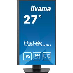 iiyama ProLite monitor XUB2793HSU-B6, 27" 3-side borderless design, IPS, 100hz, Height Adjustable and pivot function, HDMI, DisplayPort, FreeSync, Flicker free thumbnail 1