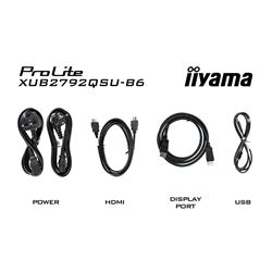 iiyama ProLite monitor XUB2792QSU-B6 27" IPS, 2560x1440, FreeSync, 100hz, 3-side borderless, Black, HDMI, Display Port, USB Hub, Height Adjustable thumbnail 12