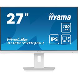 iiyama ProLite monitor XUB2792QSU-W6 27" IPS, 2560x1440, FreeSync, 3-side borderless, White, HDMI, Display Port, USB Hub, Height Adjustable, 100 hz