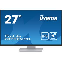 iiyama ProLite monitor T2752MSC-W1 27", White, Projective Capacitive 10pt touch, IPS, Scratch resistant, HDMI, DisplayPort, Edge to edge glass thumbnail 0