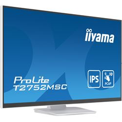 iiyama ProLite monitor T2752MSC-W1 27", White, Projective Capacitive 10pt touch, IPS, Scratch resistant, HDMI, DisplayPort, Edge to edge glass thumbnail 2