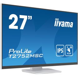 iiyama ProLite monitor T2752MSC-W1 27", White, Projective Capacitive 10pt touch, IPS, Scratch resistant, HDMI, DisplayPort, Edge to edge glass thumbnail 3