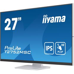 iiyama ProLite monitor T2752MSC-W1 27", White, Projective Capacitive 10pt touch, IPS, Scratch resistant, HDMI, DisplayPort, Edge to edge glass thumbnail 4