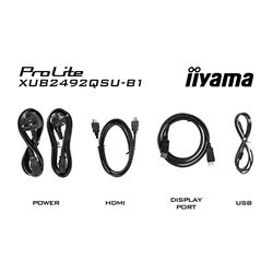 iiyama ProLite monitor XUB2492QSU-B1, 24", Ultra-wide res, 100hz, IPS, Height Adjustable and pivot function, HDMI, DisplayPort, Blue light reducer, Flicker free thumbnail 13