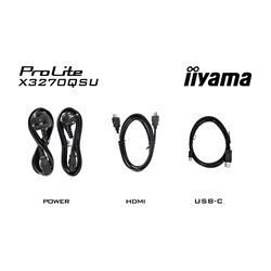 iiyama Prolite monitor X3270QSU-B1 32" IPS WQHD 2560x1440, Black, HDMI,  Display Port, USB Hub thumbnail 13