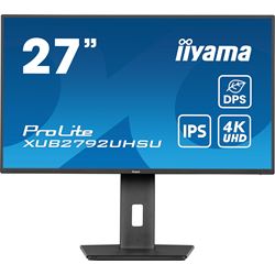 iiyama ProLite monitor XUB2792UHSU-B6 27", IPS, 4k, Height Adjustable and Pivot function, HDMI, DisplayPort, USB Hub, USB-C, Dynamic Power Saving (DPS) 