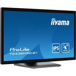 iiyama ProLite monitor T2438MSC-B1 Semi-Outdoor 24" Black, IPS, Full HD, Projective Capacitive 10pt touch, Display Port, edge-to-edge glass, anti-fingerprint coating and metal housing thumbnail 2