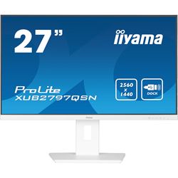 iiyama ProLite monitor XUB2797QSN-W1 27" IPS, White, WQHD, USB-C dock and RJ45 (LAN), Ultra Slim Bezel, HDMI, Display Port, Height Adjustable.  thumbnail 0