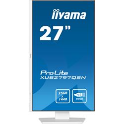 iiyama ProLite monitor XUB2797QSN-W1 27" IPS, White, WQHD, USB-C dock and RJ45 (LAN), Ultra Slim Bezel, HDMI, Display Port, Height Adjustable.  thumbnail 1