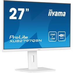 iiyama ProLite monitor XUB2797QSN-W1 27" IPS, White, WQHD, USB-C dock and RJ45 (LAN), Ultra Slim Bezel, HDMI, Display Port, Height Adjustable.  thumbnail 2