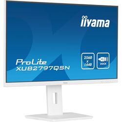iiyama ProLite monitor XUB2797QSN-W1 27" IPS, White, WQHD, USB-C dock and RJ45 (LAN), Ultra Slim Bezel, HDMI, Display Port, Height Adjustable.  thumbnail 3