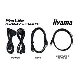 iiyama ProLite monitor XUB2797QSN-W1 27" IPS, White, WQHD, USB-C dock and RJ45 (LAN), Ultra Slim Bezel, HDMI, Display Port, Height Adjustable.  thumbnail 12