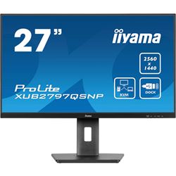 iiyama ProLite monitor XUB2797QSNP-B1 27" IPS, WQHD, KVM Switch, USB-C dock with 96W pwer delivery and RJ45 (LAN), Ultra Slim Bezel, HDMI, Display Port, Height Adjustable