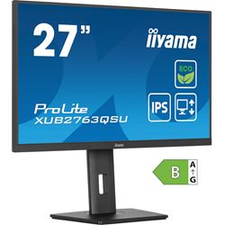 iiyama ProLite monitor ECO XUB2763QSU-B1 27" Height Adjustable, IPS, QHD, Black, Ultra Slim Bezel, HDMI, Display Port, USB Hub with B energy class thumbnail 2