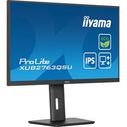 iiyama ProLite monitor ECO XUB2763QSU-B1 27" Height Adjustable, IPS, QHD, Black, Ultra Slim Bezel, HDMI, Display Port, USB Hub with B energy class thumbnail 3