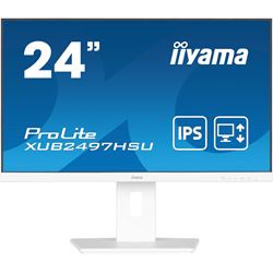 iiyama ProLite monitor XUB2497HSU-W2 24" IPS, Full HD, White, Ultra Slim Bezel, HDMI, Display Port, 100 hz, Height Adjustable. 
