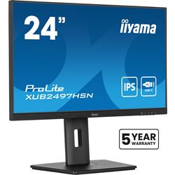 iiyama ProLite monitor XUB2497HSN-B2 24" IPS, Full HD, Ultra Slim Bezel, HDMI, Display Port, USB-C dock, LAN, Height Adjustable.  thumbnail 2