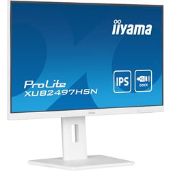 iiyama ProLite monitor XUB2497HSN-W2 24" IPS, White, Full HD, Ultra Slim Bezel, HDMI, Display Port, USB-C dock, Height Adjustable.  thumbnail 3