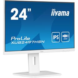 iiyama ProLite monitor XUB2497HSN-W2 24" IPS, White, Full HD, Ultra Slim Bezel, HDMI, Display Port, USB-C dock, Height Adjustable.  thumbnail 4