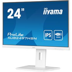 iiyama ProLite monitor XUB2497HSN-W2 24" IPS, White, Full HD, Ultra Slim Bezel, HDMI, Display Port, USB-C dock, Height Adjustable.  thumbnail 5