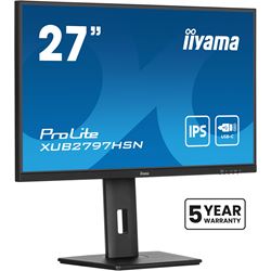 iiyama ProLite Monitor XUB2797HSN-B2 27", Black, 1ms, Height Adjustable, IPS Panel, USB-C connection, Daisy chain, RJ45 (LAN) thumbnail 2
