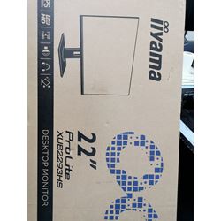 *NON PRISTINE BOX* iiyama ProLite monitor XUB2293HS-B6 22" IPS panel, 3-side borderless design, height adjustable stand, HDMI, DP, 100 Hz thumbnail 1