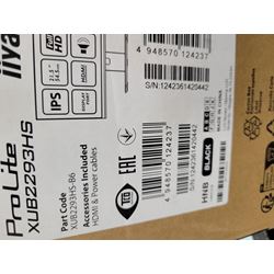 *SLIGHT PACKAGING DAMAGE* iiyama ProLite monitor XUB2293HS-B6 22" IPS panel, 3-side borderless design, height adjustable stand, HDMI, DP, 100 Hz thumbnail 3