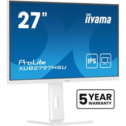 iiyama ProLite Monitor XUB2797HSU-W2 27", White, 1ms, 100 Hz, Height Adjustable, IPS Panel, HDMI, DisplayPort, standard HD thumbnail 2