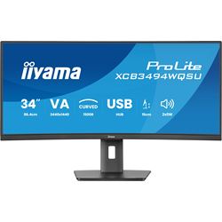 iiyama ProLite curved monitor XCB3494WQSU-B1 34" VA ultra-wide screen, FreeSync, HDMI, USB Hub, Height Adjustable thumbnail 1