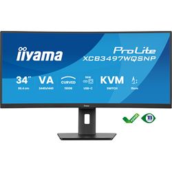 iiyama ProLite curved monitor XCB3497WQSNP-B1 34" VA ultra-wide screen with KVM Switch, LAN and USB-C Dock, HDMI and Height Adjustment thumbnail 0