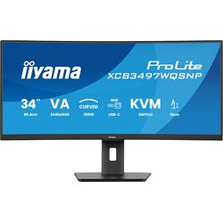 iiyama ProLite curved monitor XCB3497WQSNP-B1 34" VA ultra-wide screen with KVM Switch, LAN and USB-C Dock, HDMI and Height Adjustment thumbnail 1