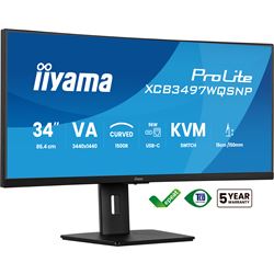 iiyama ProLite curved monitor XCB3497WQSNP-B1 34" VA ultra-wide screen with KVM Switch, LAN and USB-C Dock, HDMI and Height Adjustment thumbnail 2