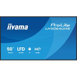 iiyama ProLite LH5064UHS-B1AG 50" Digital Signage, IPS, 4K, 24/7, USB-C, HDMI, Landscape/Portrait, iiSignage², Android 14 OS and FailOver thumbnail 0