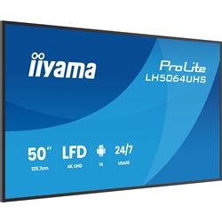 iiyama ProLite LH5064UHS-B1AG 50" Digital Signage, IPS, 4K, 24/7, USB-C, HDMI, Landscape/Portrait, iiSignage², Android 14 OS and FailOver thumbnail 2