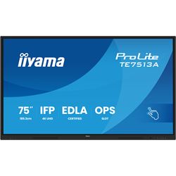 iiyama ProLite TE7513A-B1AG 75’’ Google EDLA Certified 4K Touchscreen, iiWare 21E with Android 14-EDLA, WiFi-6 with Bluetooth 5, with wall mount.