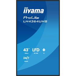 iiyama ProLite LH4364UHS-B1AG 43" Digital Signage, IPS, 4K, 24/7, USB-C, HDMI, Landscape/Portrait, iiSignage², Android 14 OS and FailOver thumbnail 1